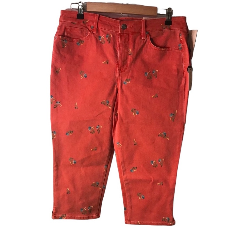 NYDJ floral skinny Capri lift tuck tech Jeans